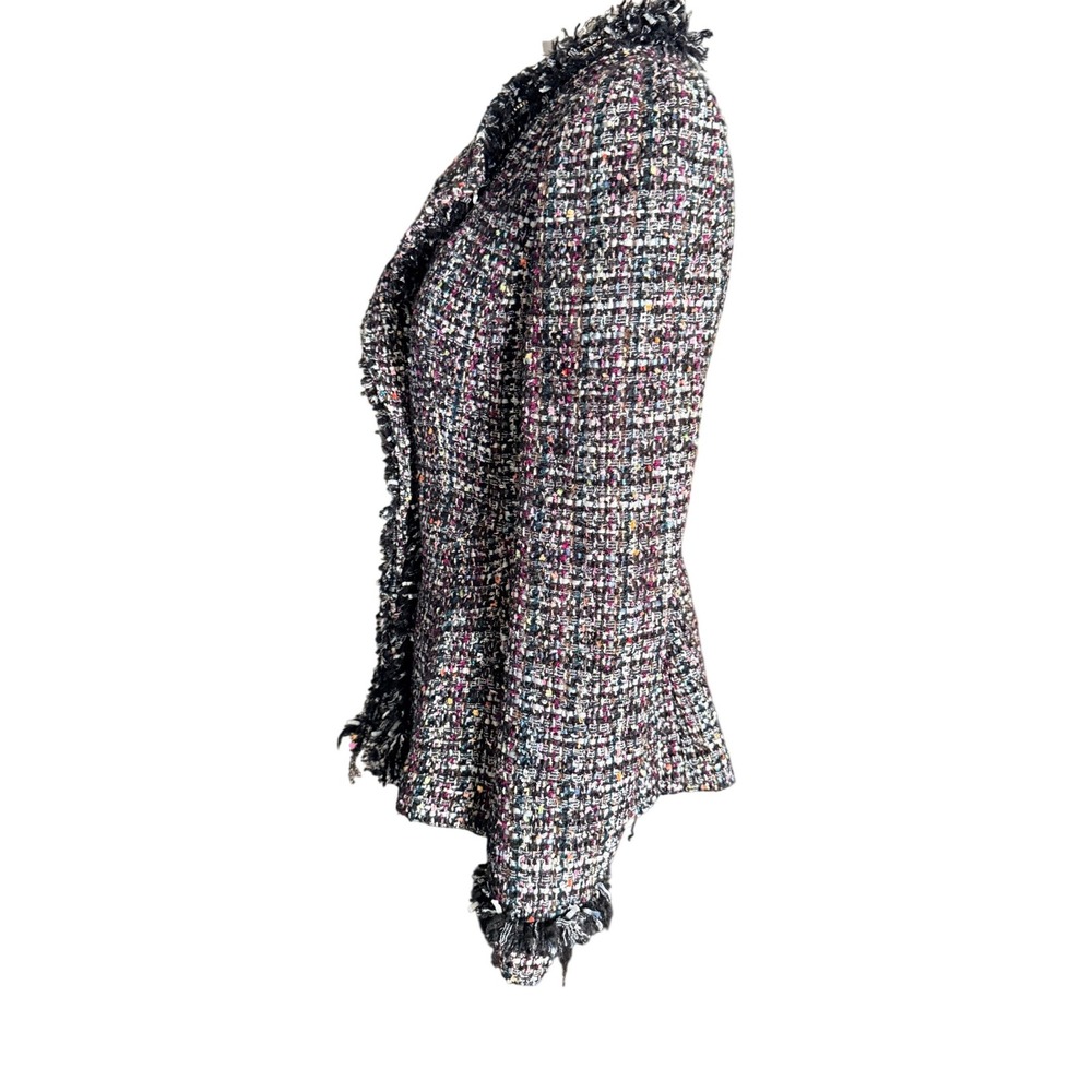 McGinn Nordstrom Metallic Tweed Fringe Asymmetrical Blazer Jacket Womens 4 - Picture 11 of 16
